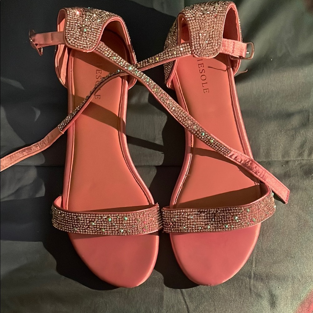 Elegant Rose Gold Crystal Embellished Sandals